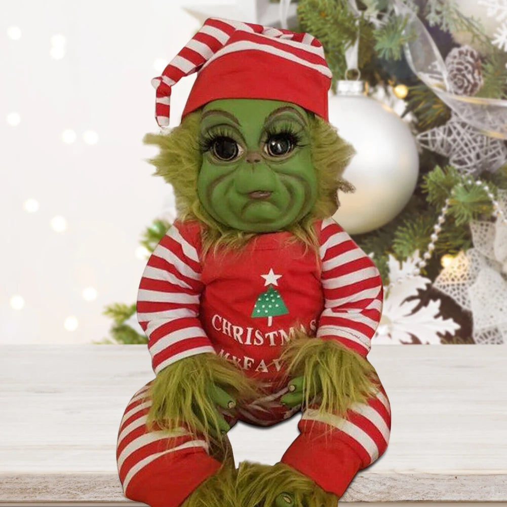 Christmas Baby Doll Soft for Grinch Doll Christmas Plush Doll Green Monster Doll Green Hair Monster Plush Toy Xmas Kids Gifts