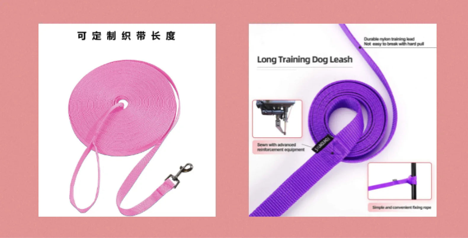 Pet Leash 3M 6M 10M 20M 50M Dog Puppy Obedience Recall Training Agility Lead Training Leash for Training Play Camping Backyard