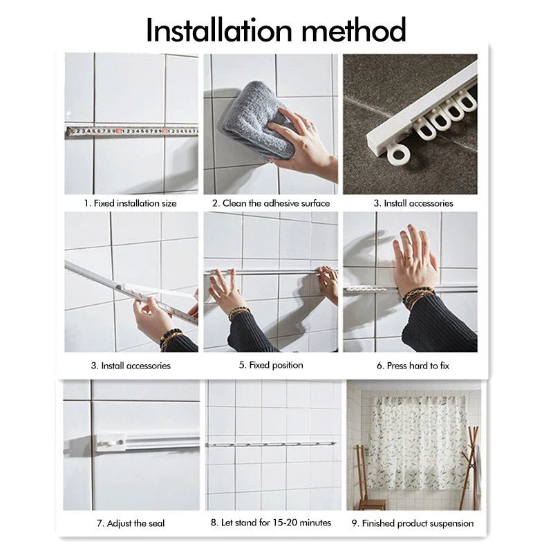 Self Adhesive Curtain Sliding Track Without Punching Nano Silent Track Top Mounted Side Mounted Home Window Decor Accessorie