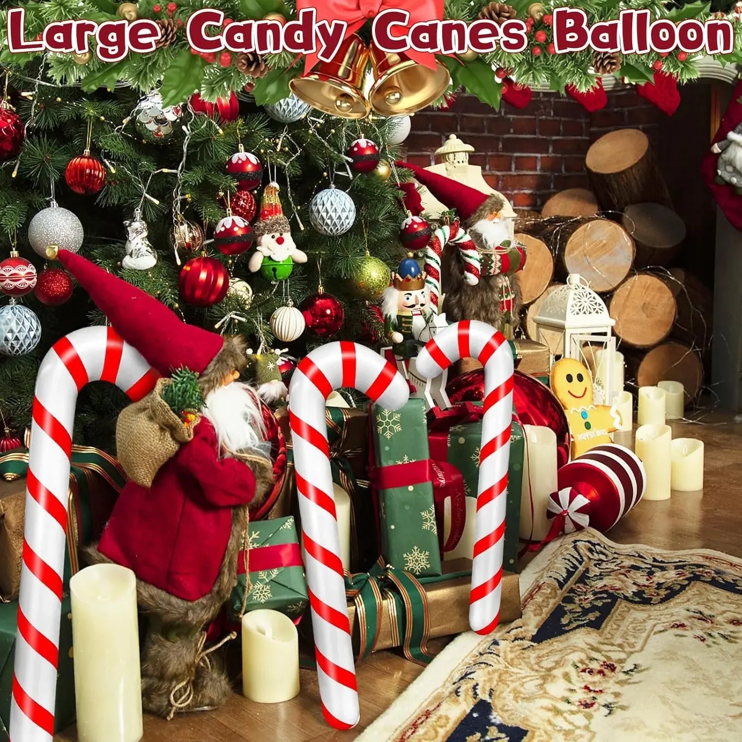 1/10PCS Inflatable Christmas Candy Cane Xmas Candy Cane Balloons Xmas Tree Hanging Ornament New Year Party Decor Christmas Gift