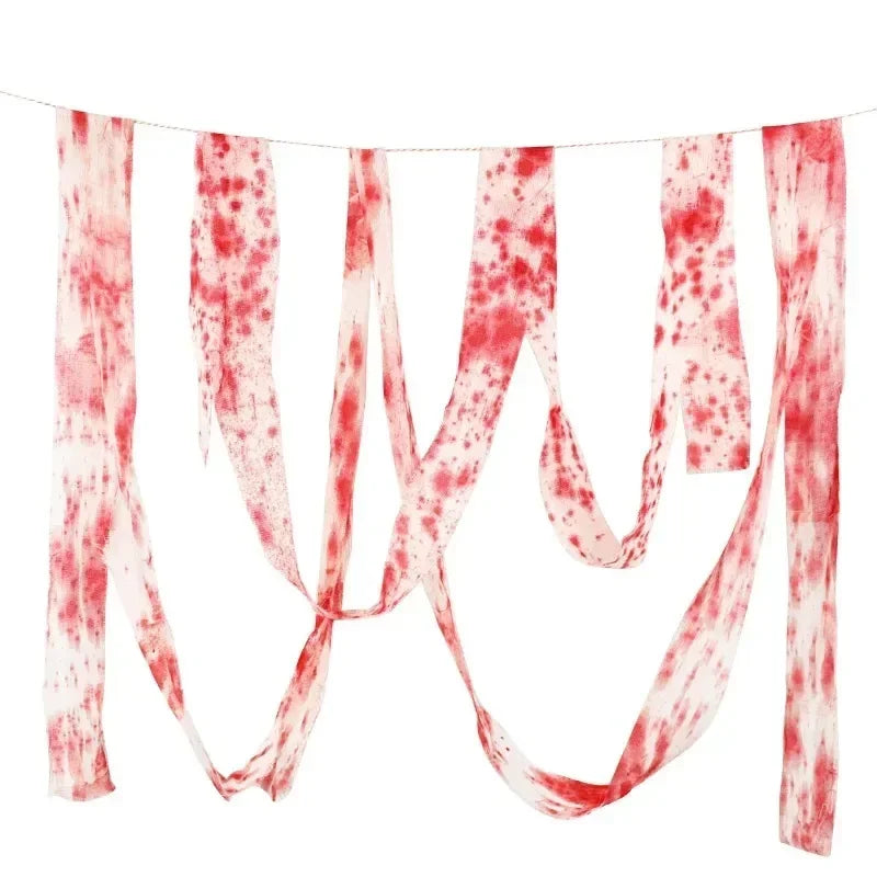 Halloween Bloody Gauze Roll Bloody Bandage  Wrap Fake Blood Creepy Costume Gauze Mummy Zombie Costume Accessories Party Decor