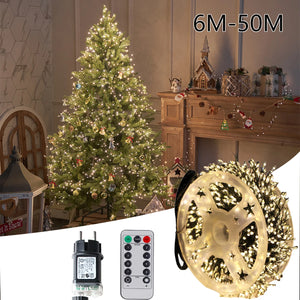 6M-50M LED Cluster Firecracker String Lights Christmas Fairy Lights Garland For Garden Party Wedding Christmas Tree Decor Lamp