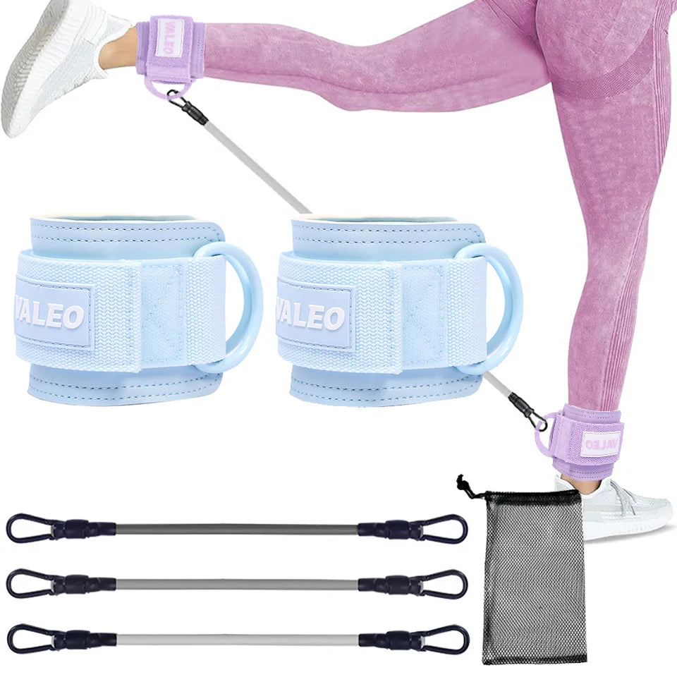 LOOGDEEL Resistance Bands Set Ankle Straps Adjustable Foot Support Padded Cuff Ankle Weight Leg Training Brace Yoga Sport Tool