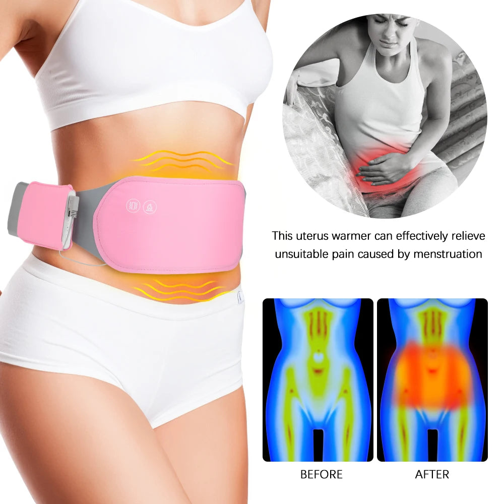 Electric Period Cramp Massager Vibrating Heating Belt for Menstrual Waist Stomach Abdominal Warm Palace Belt - You Offer