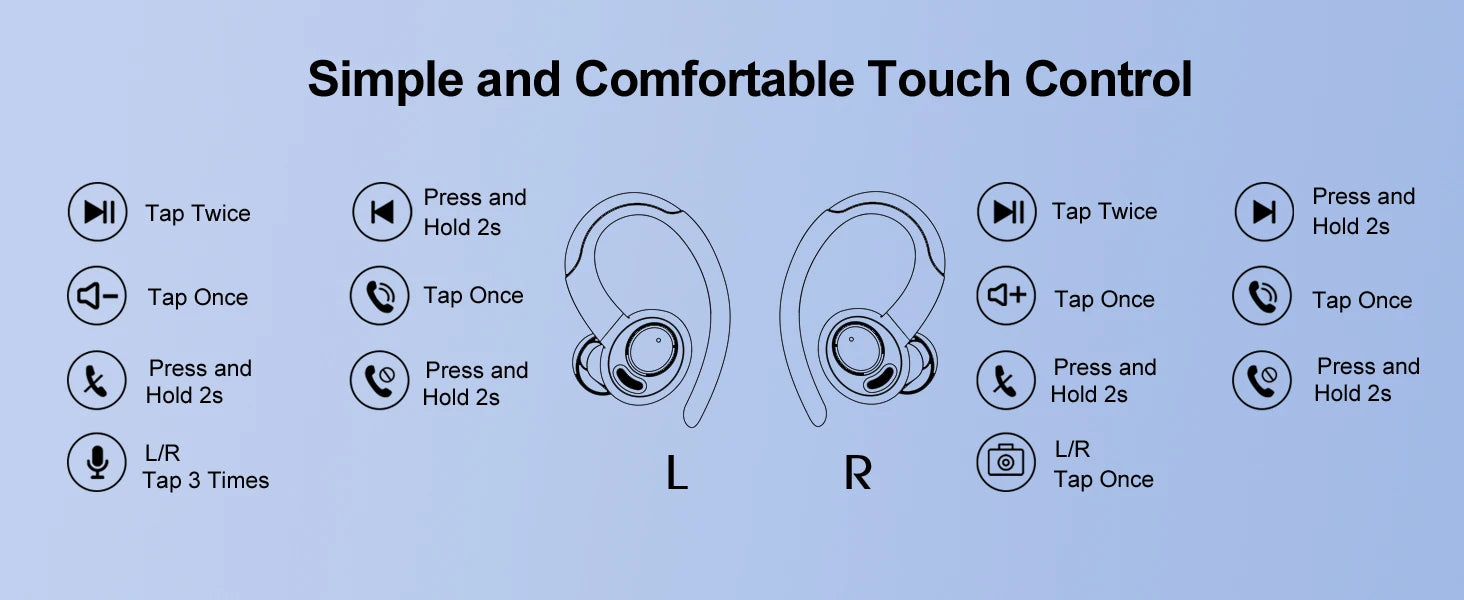 Headphones Wireless Earbuds Sport , 48H Wireless Earphones with HD Mic, IP7 Waterproof Earbud for Sports/Running/Workout.