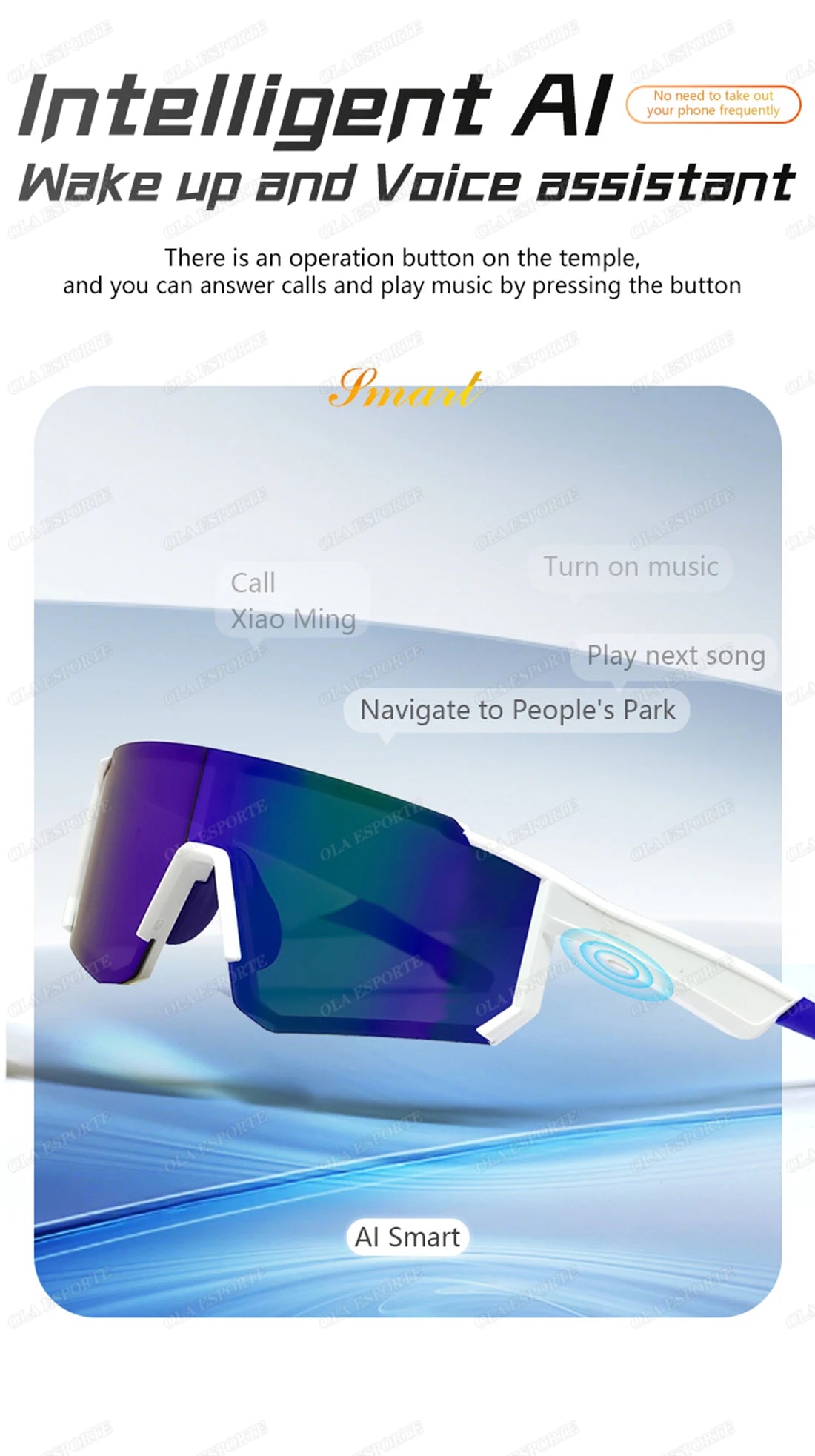 Newest audio Outdoor Smart Glasses Wireless Bluetooth Call Music Cycling Sports Headphone UV Protection Sunglasses for Men Women