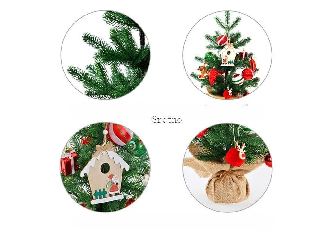SRETNO Mini Christmas Trees Desktop Ornament Red Fruit Pine Pagoda Artificial Plants Christmas Decorations Arbolitos De Navidad