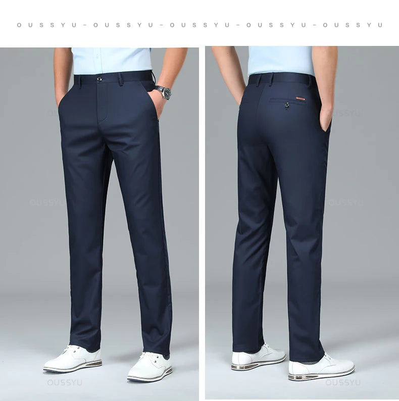 Spring Summer High Quality Luxury Straight Business Suit Pants Men Bamboo Fiber Designer Elegant Casual Long Formal Trouser Male - You Offer