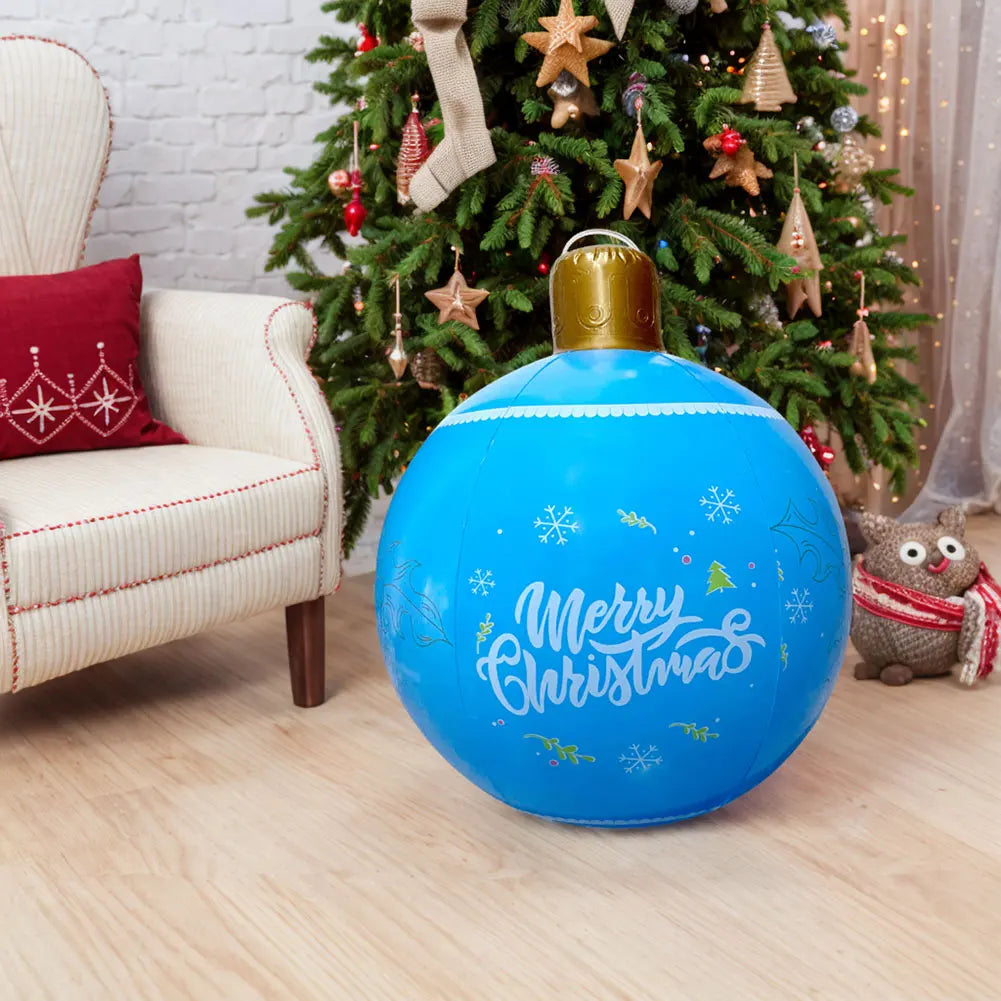24 Inch PVC Inflatable Christmas Ball Outdoor Indoor Christmas Decorated Ball Giant Big Large Balls Toy New Year Party Ornament