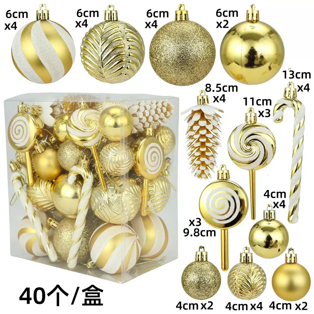 29/40/50pcs Silver Red Special-shaped Christmas Ball Ornaments Christmas Tree Party Decoration Christmas Spheres Pendant New