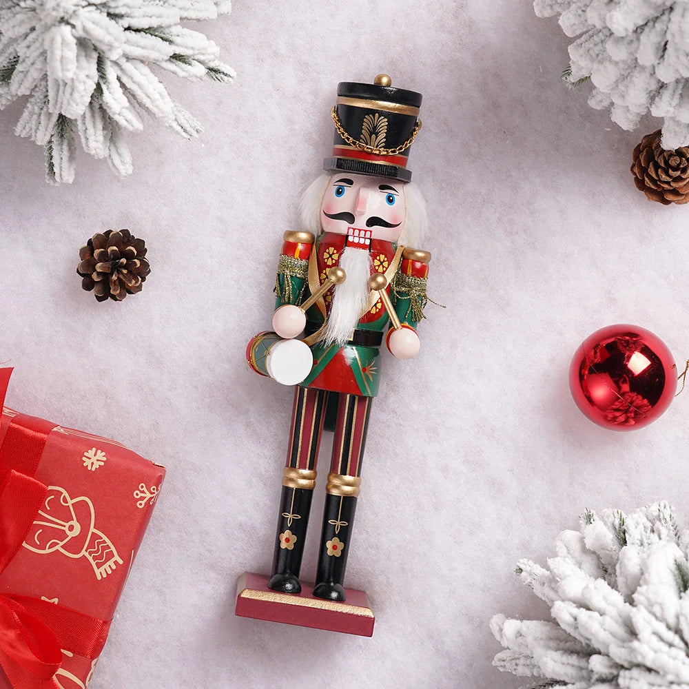 30cm Nutcracker Handmade Soldier Puppet Wooden Model Doll Christmas Tree Ornament Home Table Decoration