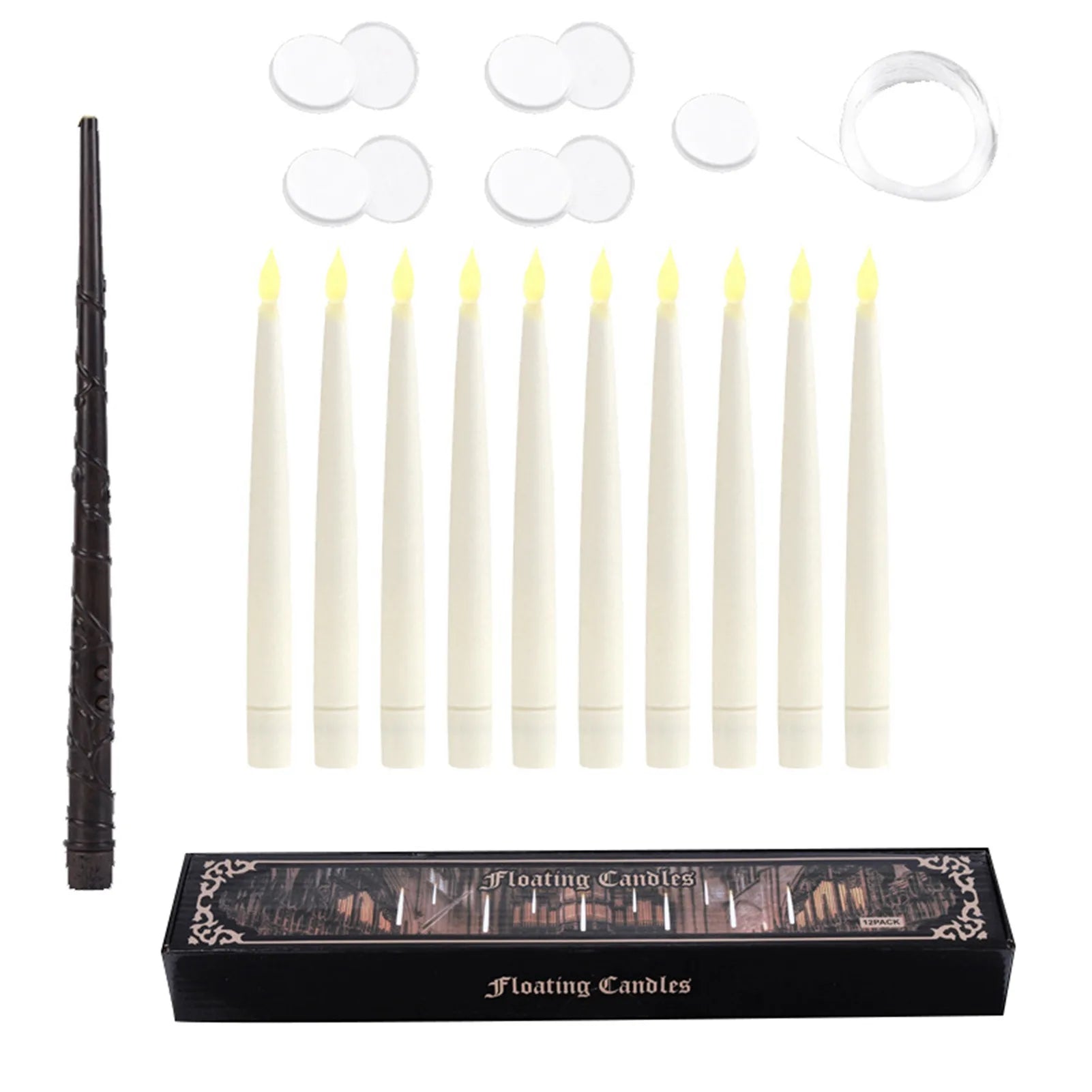 Floating Candles with Wand Remote 10pcs Magic Hanging Candles Flameless LED Taper Candle Remote Battery Operated
