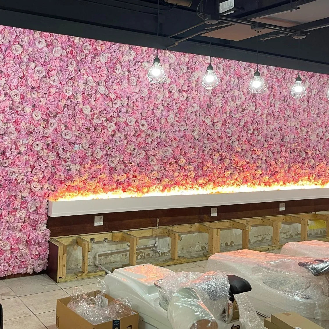 Pink Silk Rose Flower Wall Panels Artificial Flower for Wedding Decoration Baby Show Party Home Bedroom Backdrop Decor - You Offer