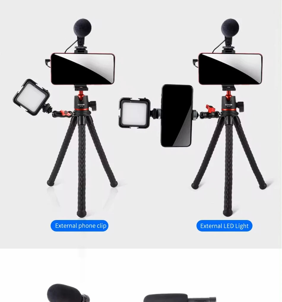 COMAN MT-35 Flexible Camera Tripod Hidden Phone Tripod Mount With Cold Shoe Smartphone DSLR Tripod For iPhone 15 Pro Max Samsung
