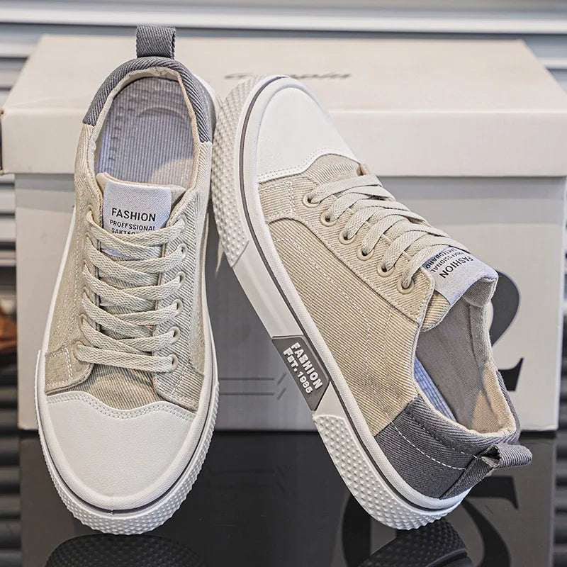 2026 Men's Canvas Shoes Outdoor Fashion Skateboard Shoes for Men Comfor Non-Slip Casual Sneakers Breathable Men Walking Shoes