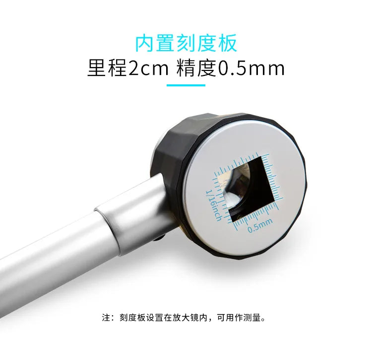 Magnifier 45X dermatoscope handle smooth clear vision with measure Scale 45X type B bigger vision with UV light