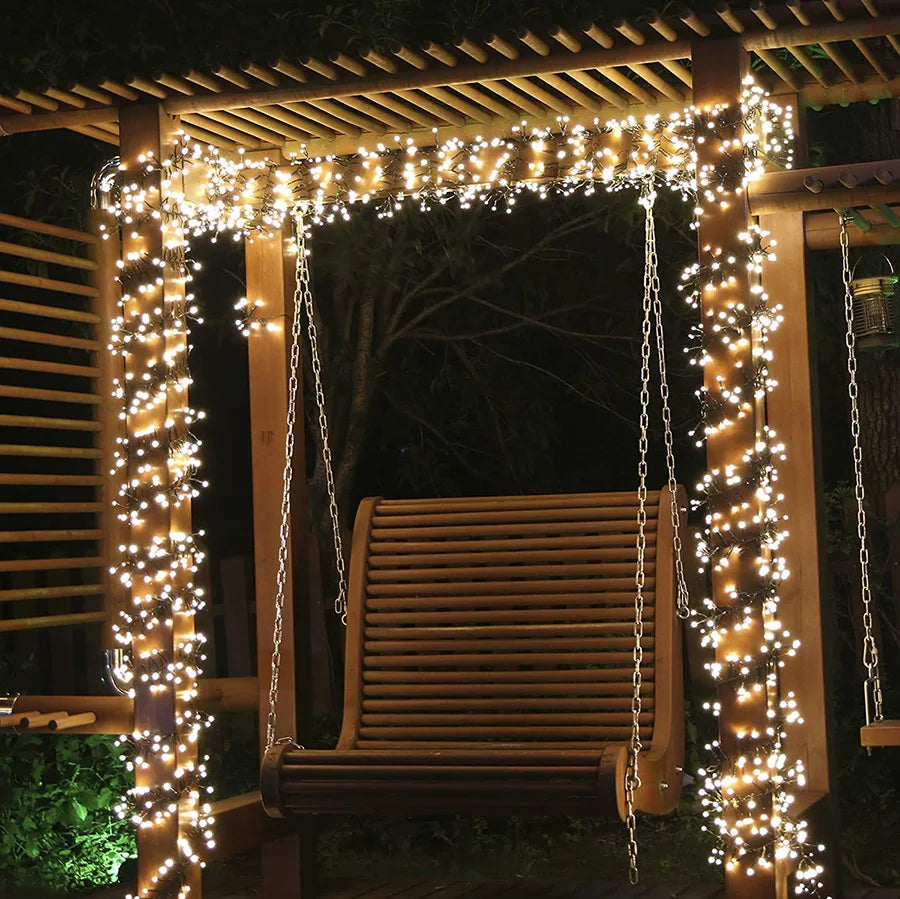 30M 1500LED Christmas Garland String Lights Outdoor 8 Modes Firecrackers Fairy Lights for Garden Party Wedding New Year Decor