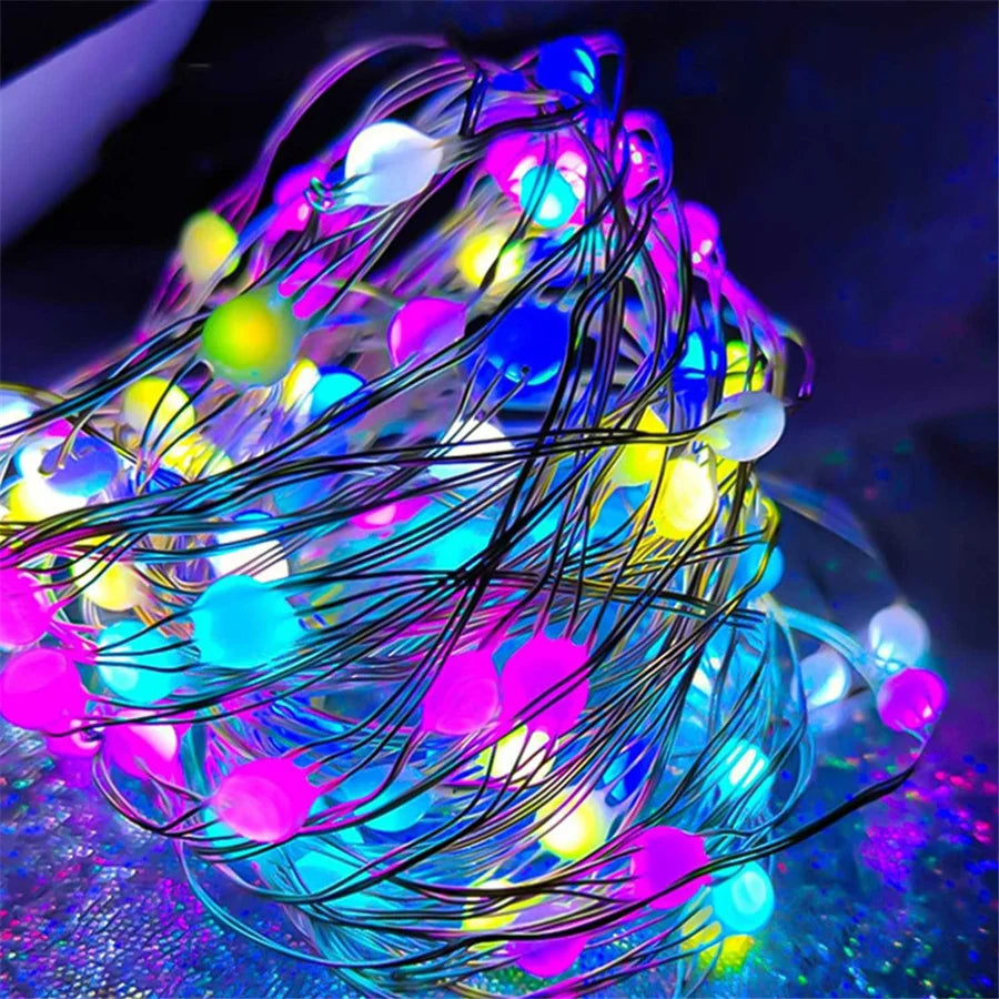 20M 200LEDs Smart App Control Christmas Tree String Light Outdoor USB Remote BT RGB Fairy Lights Garland for Wedding Party Decor