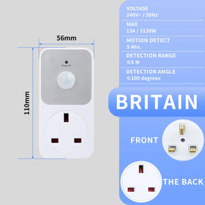 YICHENG Motion Activated Power Socket Electrical Outlet Motion Detection Sensor Security Garage Light ,PIR Sensor Socket