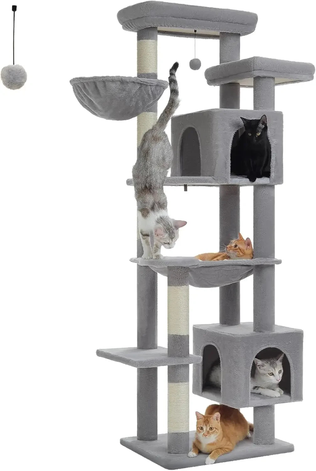 69-Inch Gothic Cat Tree for Indoor Large Cats With Super Large Hammock, Tall Climbing Tower, Scratching Posts
