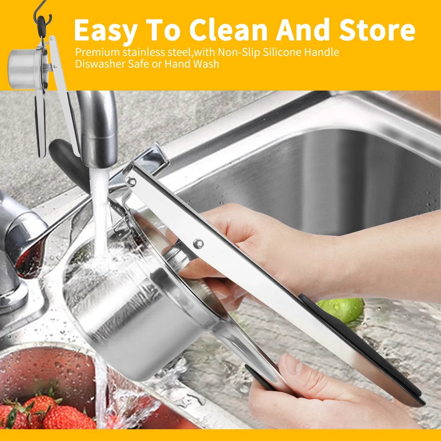 1PC stainless steel potato ricer with silicone handle and replaceable chassis potato mashers presses mashing mashed potatoes - You Offer