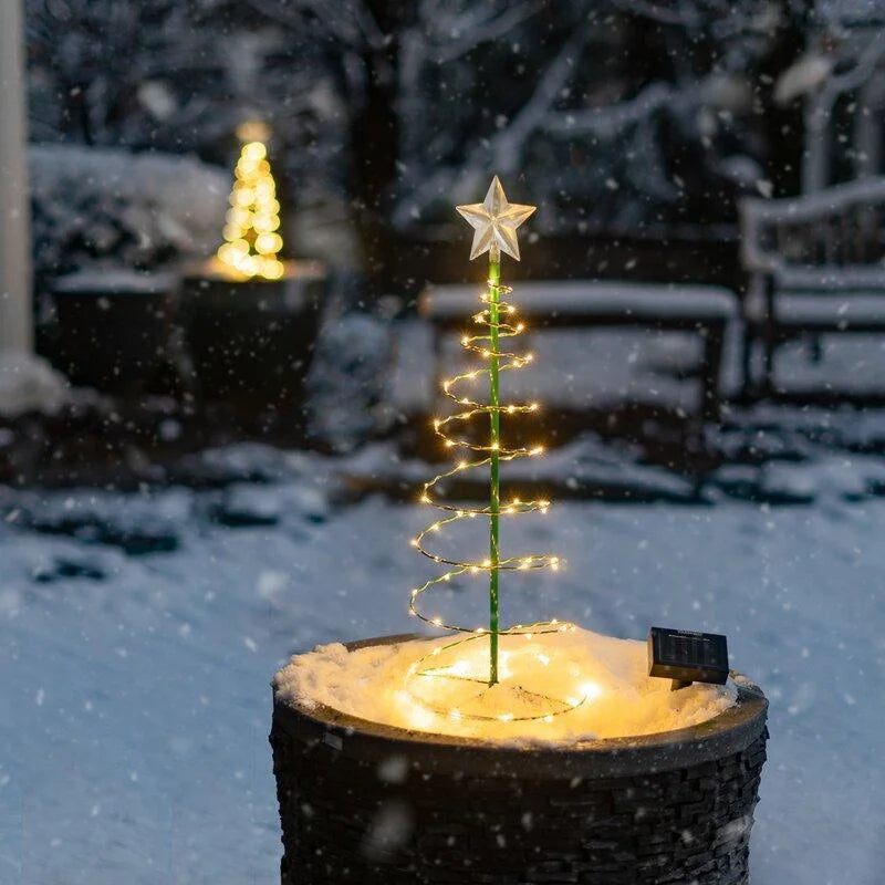 Solar Outdoor Garden Christmas Tree Light DIY Wrought Iron Waterproof Festive Atmosphere Light for Patio Lawn