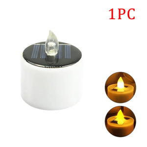 Solar LED Flameless Candles Waterproof Rechargeable Lights for Outdoor Garden Party Halloween Gift Day of the Dead Decoration