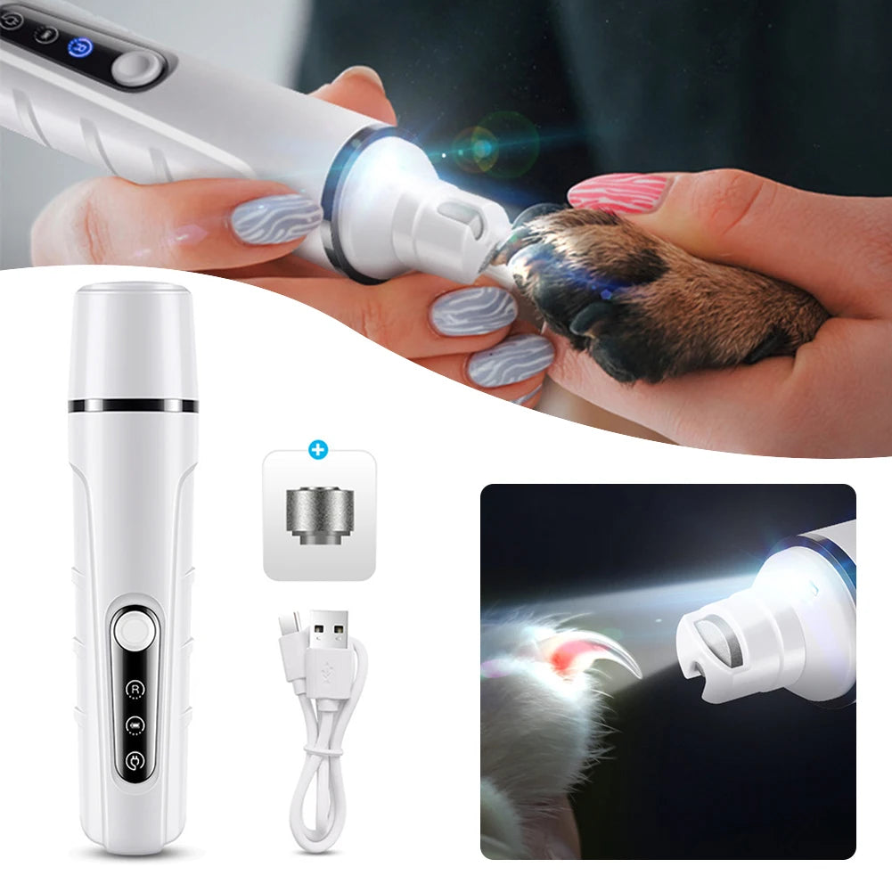 Pet Nail Grinder with LED Light Professional Rechargeable Pet Paws Grooming Tool for Small Medium Large Pet