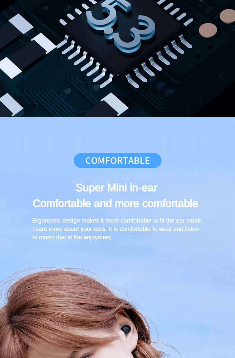 Heavy Bass Sleep Headphones Wireless Bluetooth Earphones With Mic Sports Earbuds Noise Reduction Mini HD Headset For Smart Phone