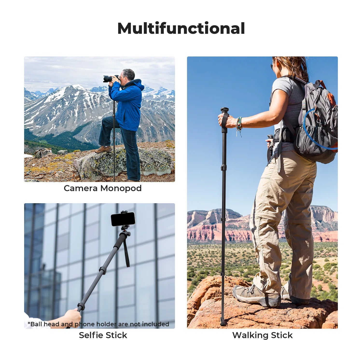 K&F Concept 63'' Camera Monopod 5-Section Height Aluminum Monopod Lightweight Portable Cameras Accessories For Nikon Canon Leica