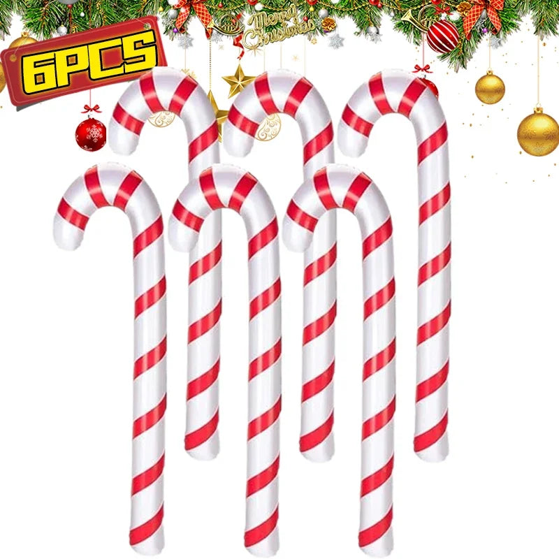 1/10PCS Inflatable Christmas Candy Cane Xmas Candy Cane Balloons Xmas Tree Hanging Ornament New Year Party Decor Christmas Gift