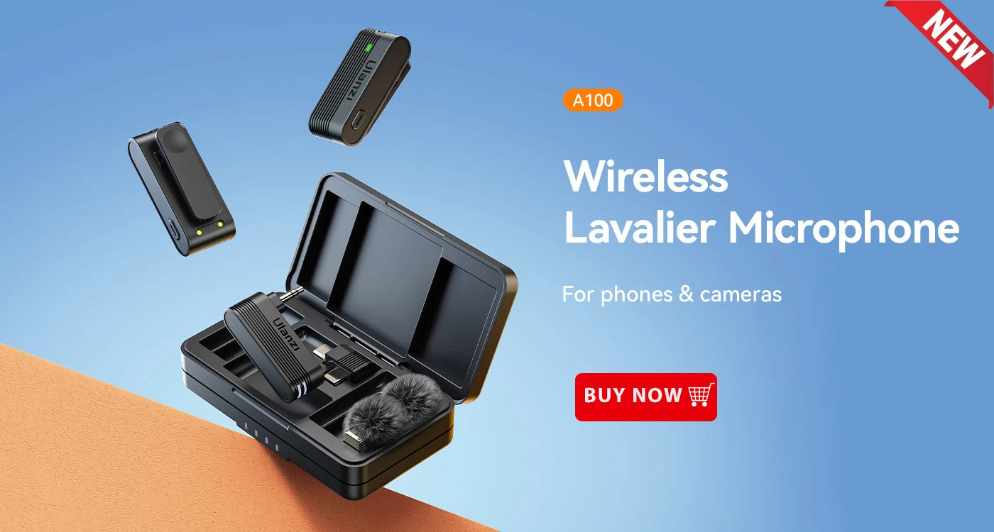 Ulanzi J12 Wireless Lavalier Microphone Audio Video Recording Mini Mic Plug Play For Smartphone Android iPhone Live Broadcast