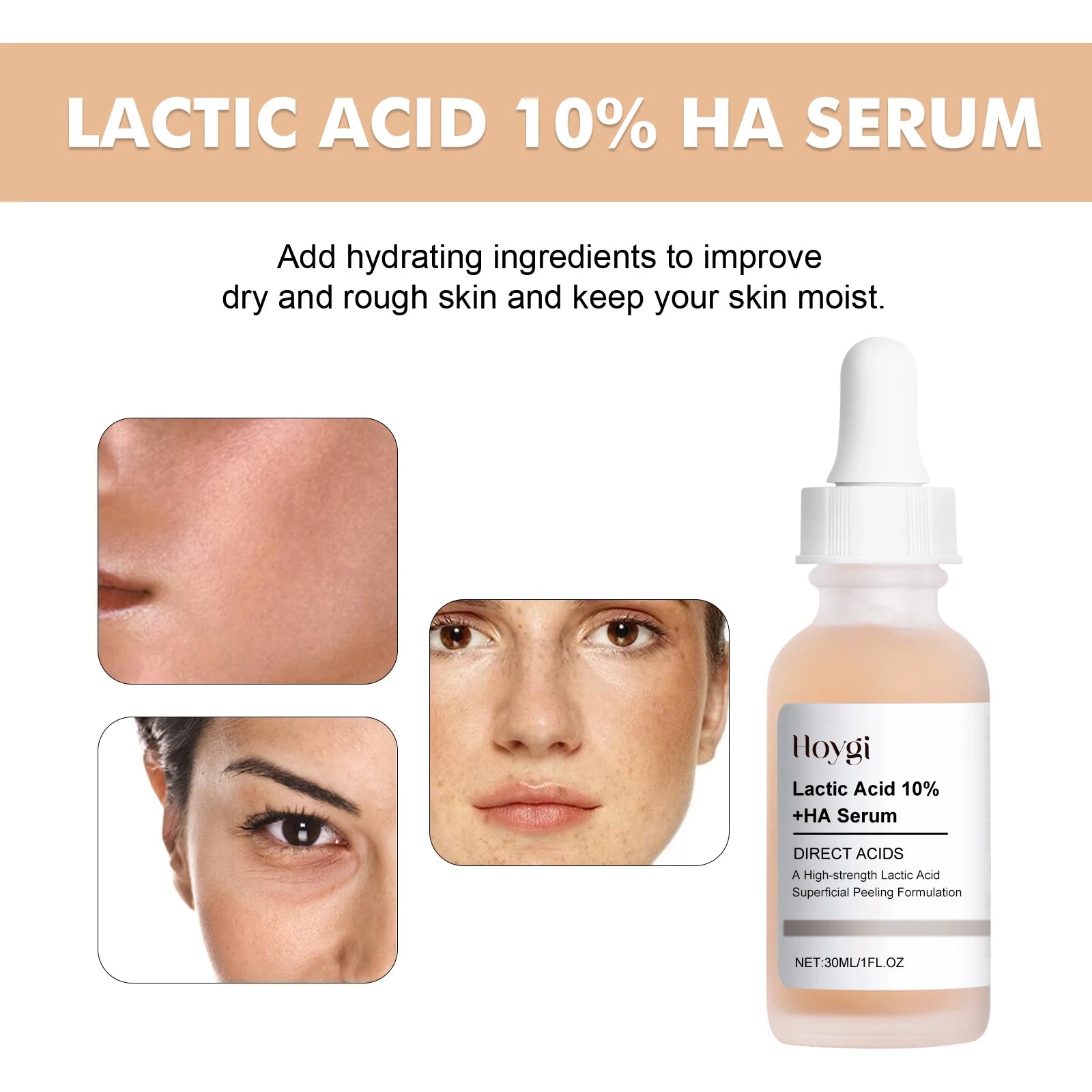 Lactic Acid Shrink Pores Serum Fast Large Pores Removal Firming Skin Essence Firming Smoothing Nourishing Repair Face Skin Care