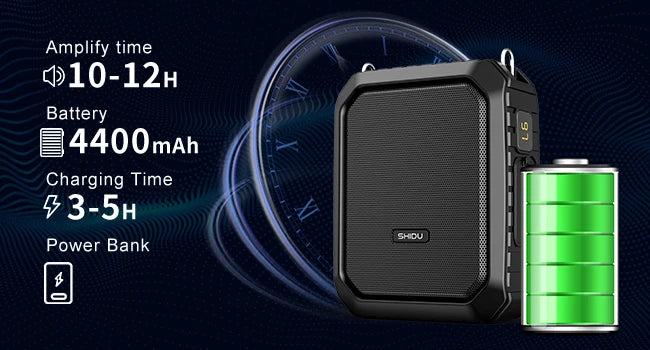 SHIDU Voice Amplifier for Teacher with Wireless Microphone Headset, IPX5 Waterproof Bluetooth Speaker, 4400mAh Power Bank M800