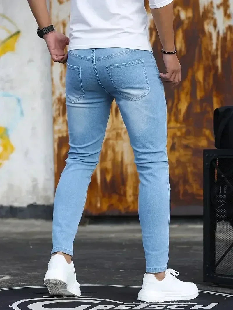2025 - 2026 Spring New Mens Slim Fit Classic Skinny Jeans Casual Street Style Casual Mens Skinny Jeans Male Slim Fit Pencil Denim Blue - You Offer
