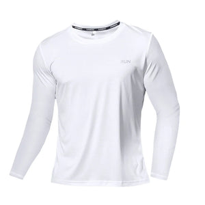 Summer Ice Silk Long Sleeve T-Shirt Men 2025-26 New Quick Dry Breathable Air Conditioning Outdoor Sun Protection Running Outer Wear