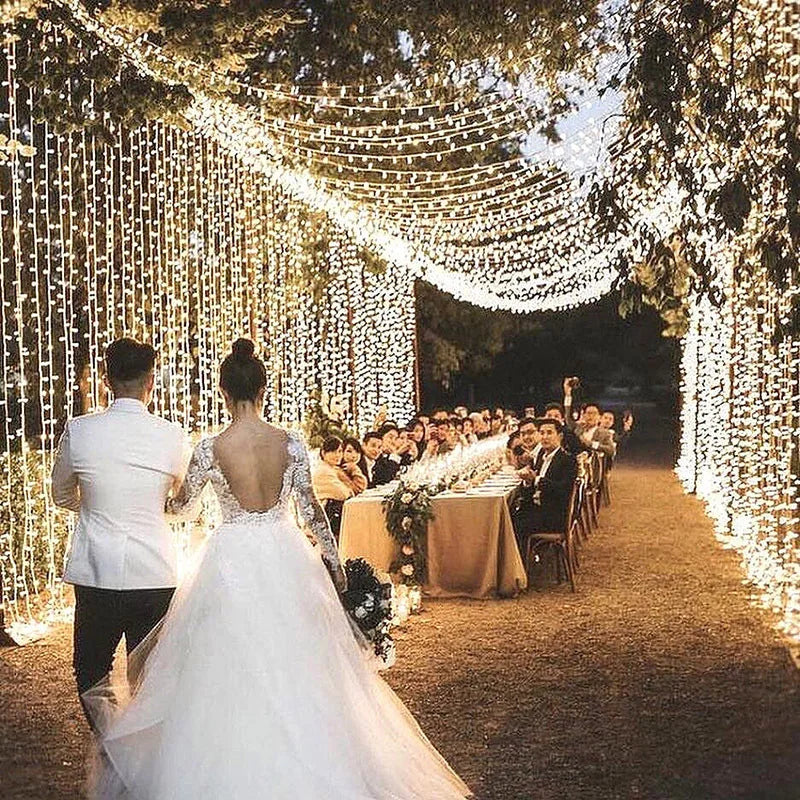 Room Decoration Curtain LED Net Mesh Fairy Lights String EU Plug 220V Christmas Wedding Garland for Bedroom Garden Wall outdoor