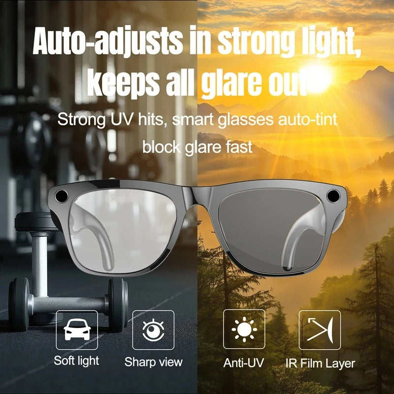 VIVO 6K HD AI Smart Glasses Photochromic Multifunction Bluetooth Calling Voice Assistant Music Player Translate Camera 2026 HOT