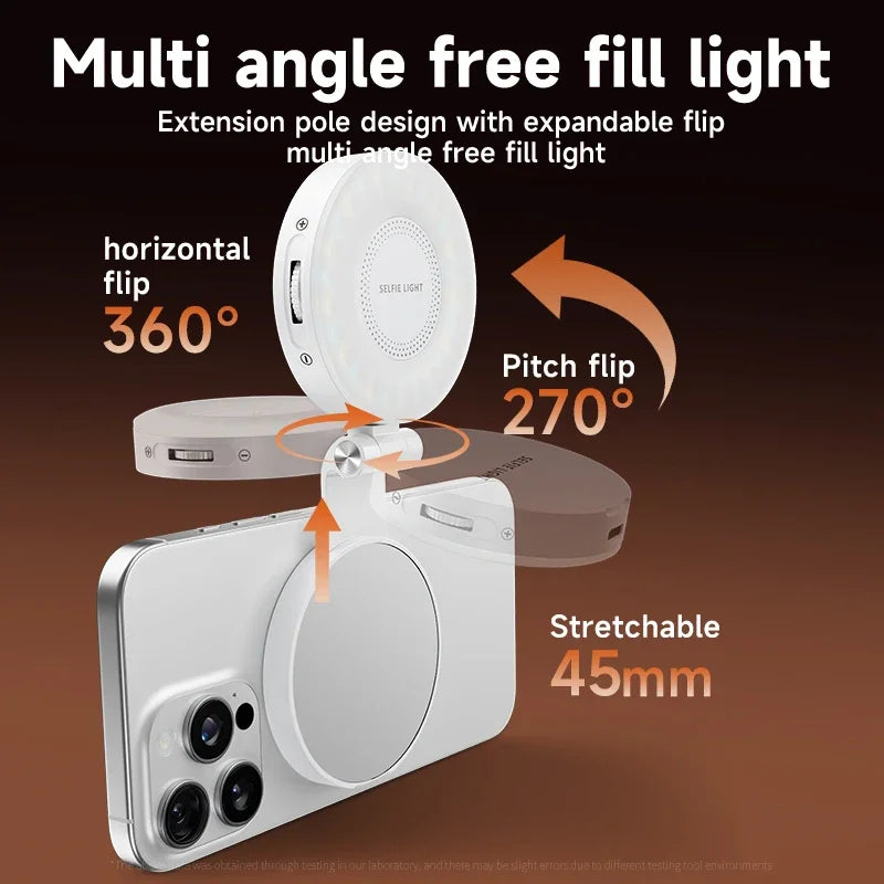 LED Selfie Fill Light for Magsafe Phone Adjustable Brightness Magsafe-Compatible Smartphone Vlog Photography Video Accessory