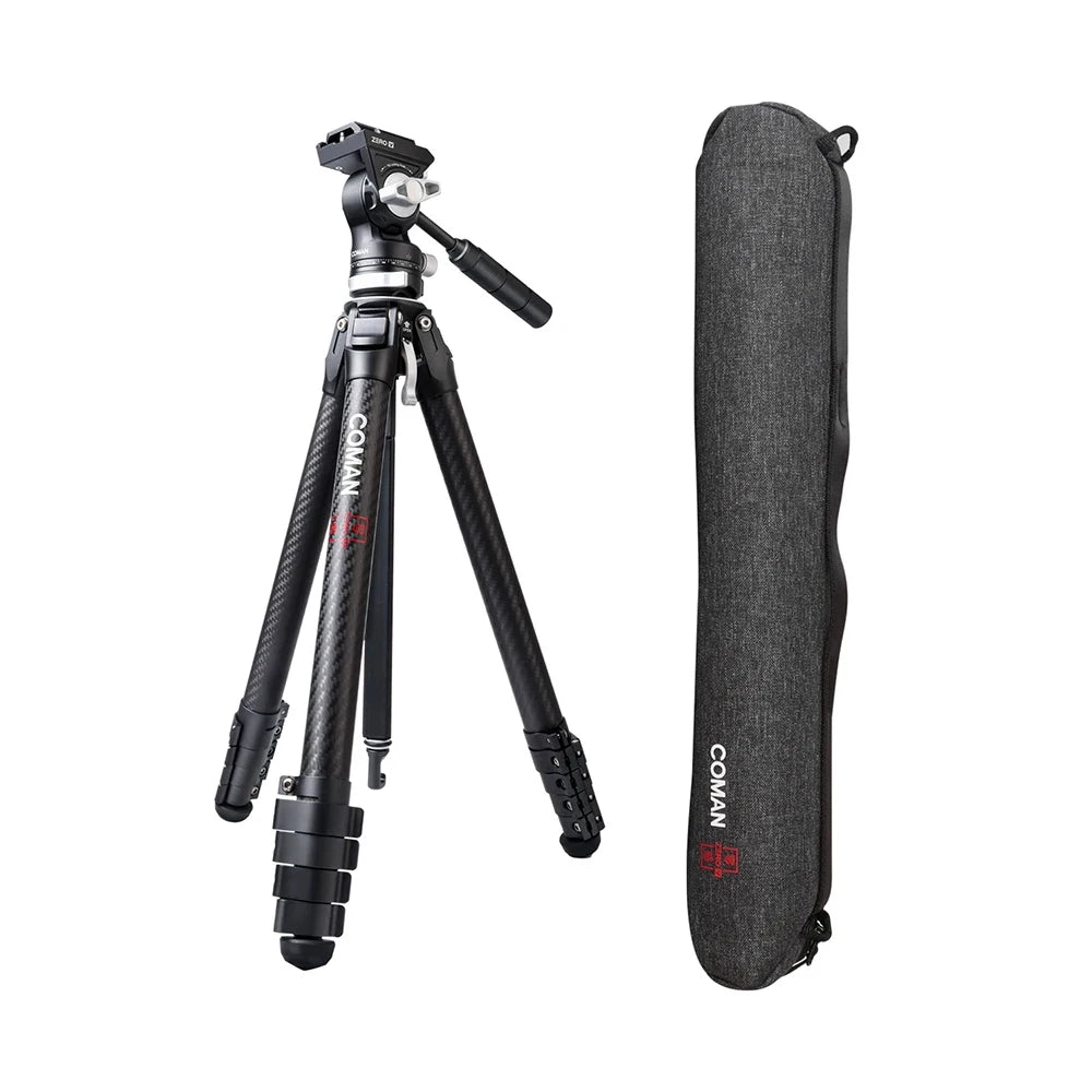 COMAN Zero Series F38 Y V Full Carbon Fiber Tripod Lightweight Travel Stand With Quick Release Plate For DSLR Camera Phone Mount