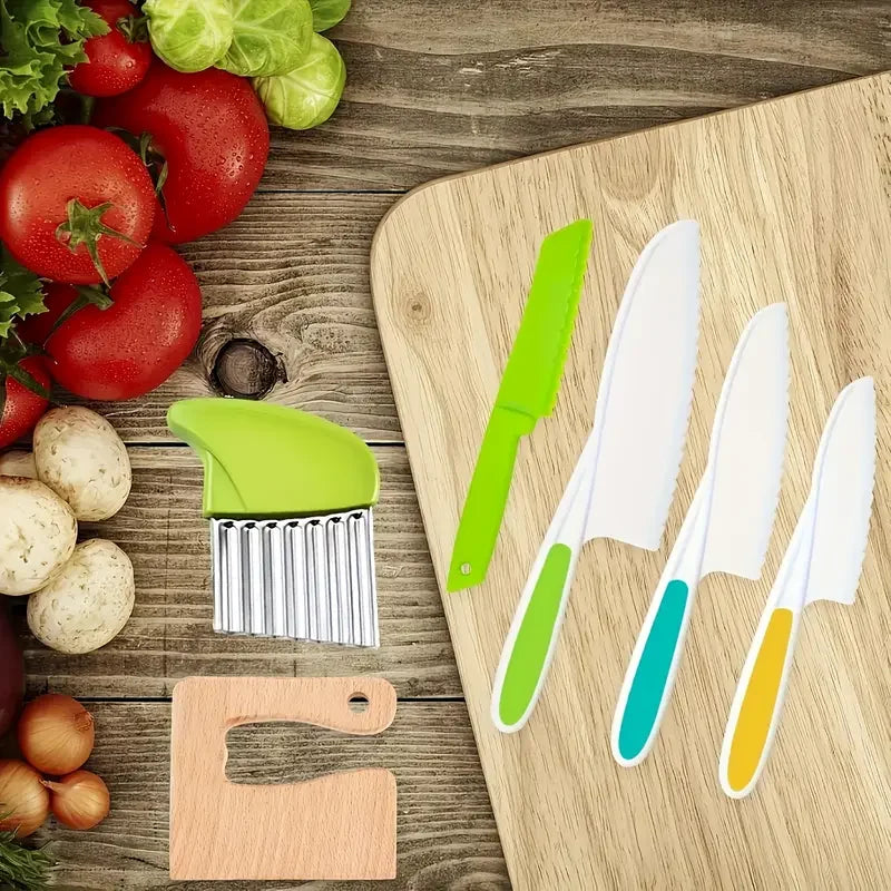 17PCS Kids Cooking Sets Real Cooking Montessori Kitchen Toys for DIY Plastic Kitchen Accessories Tools Toddlers Kids Safe Knives - You Offer