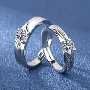 2Pcs 925 Sterling Silver Couples Ring Sets Light Polishing Simple Ring for Woman Man Classic Wedding Fine Jewelry Circle - You Offer