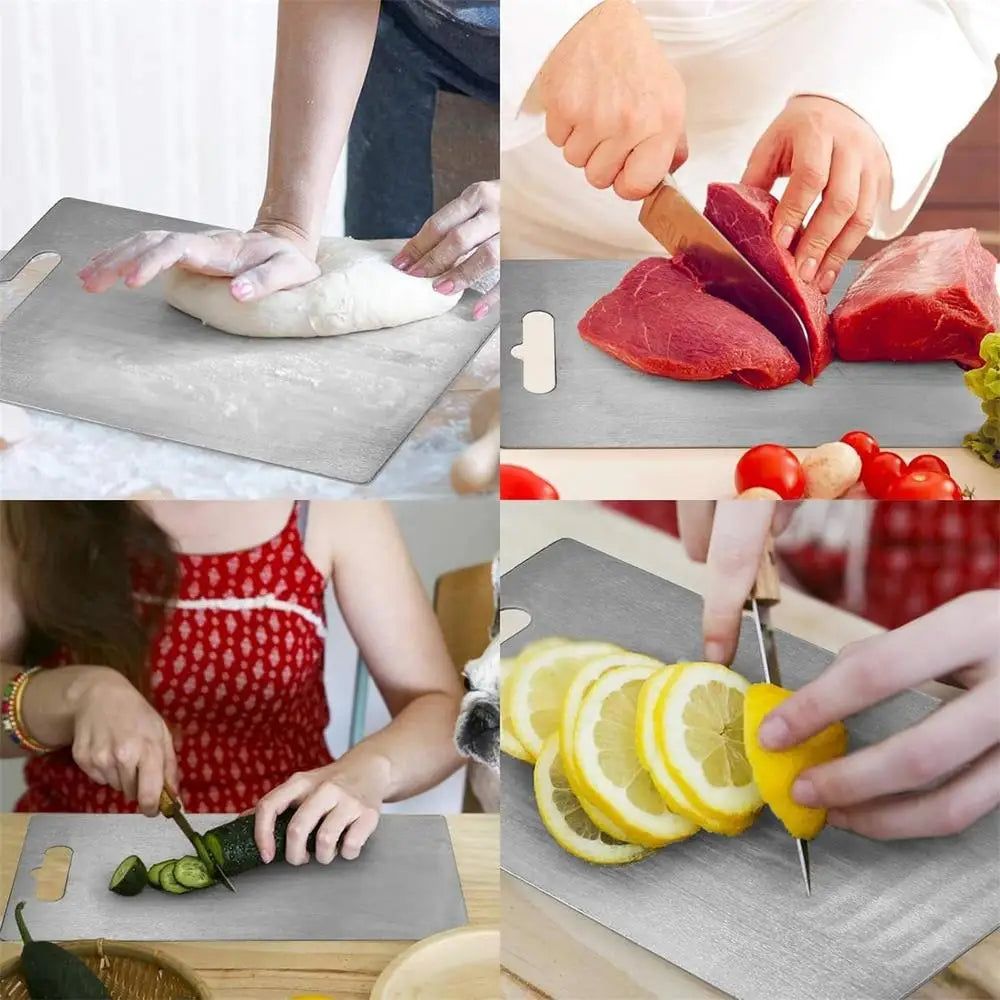 Titanium Cutting Boards for Kitchen Stainless Board 304 Steel Thickened Double Sided Food Grade Portable Fruit Meat Chopping - You Offer