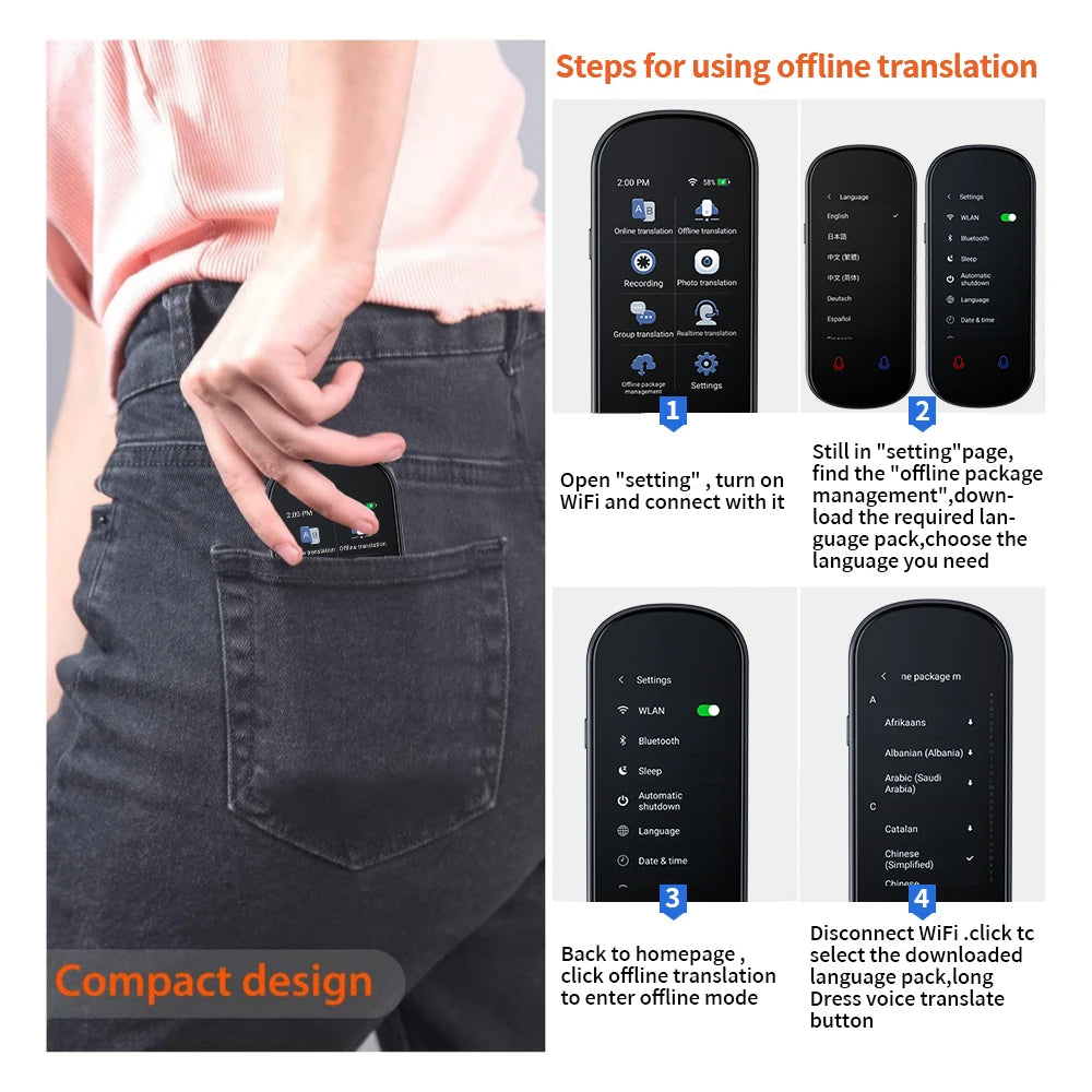 2025 New AI Smart Voice Translator 138 Languages Portable Support WiFi Full 3D Touch Screen Photo Offline Recording Translation