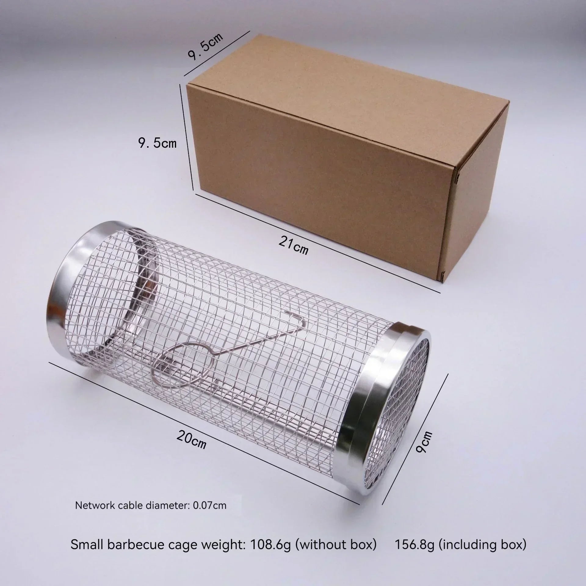 BBQ Basket Stainless Steel Rolling Grilling Basket Wire Mesh Cylinder Grill Basket Portable Round Outdoor Camping Barbecue Rack - You Offer