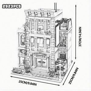 Creative Expert Brick Bank Cafe Corner Model MOC Street View House Building Blocks Toys Pet Book Shop Town Hall Downtown Diner