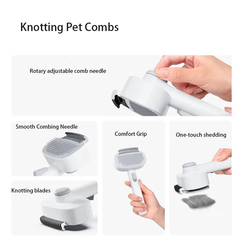Magic Pet Grooming Brush - Effortless Knot Remover & Hair Collector, Painless Detangling for Cats & Dogs with Thick Fur