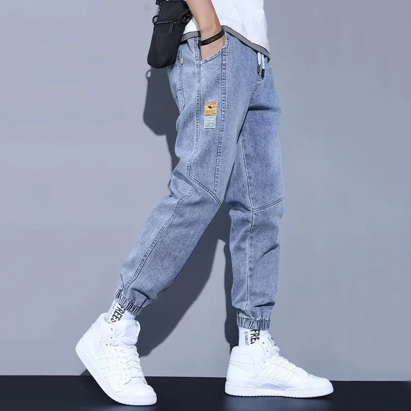Western Style Men Streetwear Denim Jogger Pants New Spring Autumn Black Blue Cargo Jeans Men Baggy Harem Jean Trousers Plus Size - You Offer