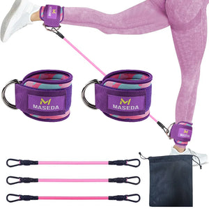 LOOGDEEL TPE Resistance Bands Ankle Straps Fitness D-Ring Support Ankle Cuffs Yoga Band Gym Guard Leg Strength Safety Extensions