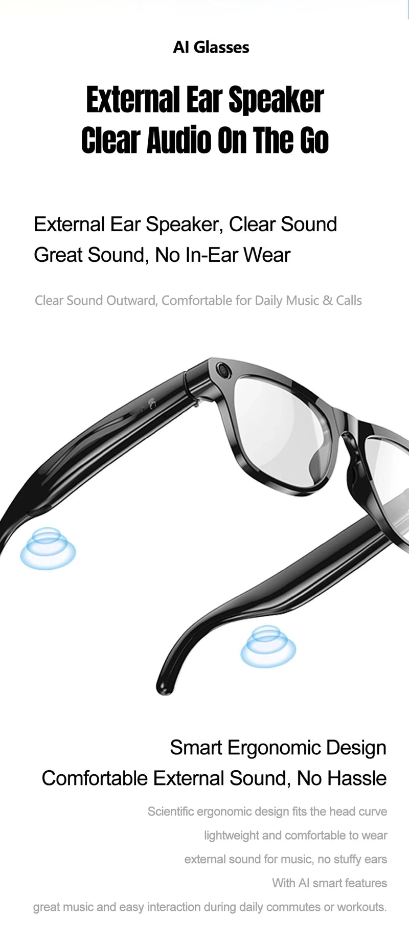 VIVO 6K HD AI Smart Glasses Photochromic Multifunction Bluetooth Calling Voice Assistant Music Player Translate Camera 2026 HOT